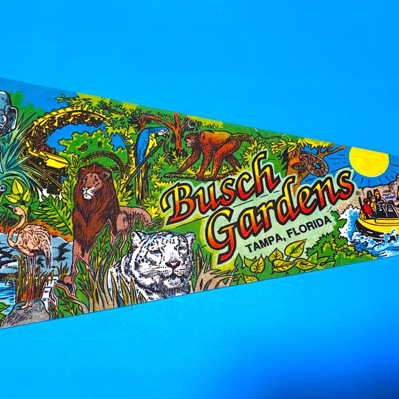 BUSCH GARDENS VINTAGE 90’s TAMPA FLORIDA COLLECTIBLE SOUVENIR PENNANT FL… - Picture 10 of 16